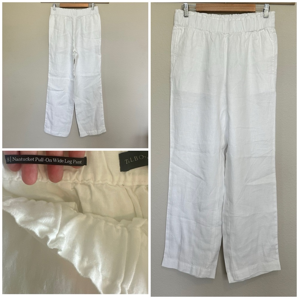 Talbots Nantucket Pull on White Wide-Leg Pants